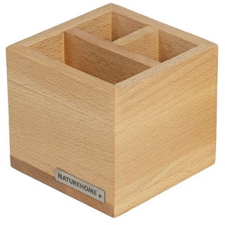 NATUREHOME Aufbewahrungsbox Stiftebox Pinselbox Stiftehalter CLASSIC 11 x 11 x 10 cm Holz beige