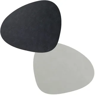 Lind DNA Tischset Curve Double L Recyceltes Leder Cloud/Nupo Schwarz-Metallic, Maße: 37cm x 44cm, 981905