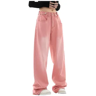 Baggy Jeans Damen High Waist Ripped Weite Mädchen Mode Coole Hosen Cargohose Dünne Relaxed Hüftjeans Hose Ausgefallene Mit Löchern Outfit Schlaghosen Boyfriend Straight Leg Jeanshose Sommerjeans