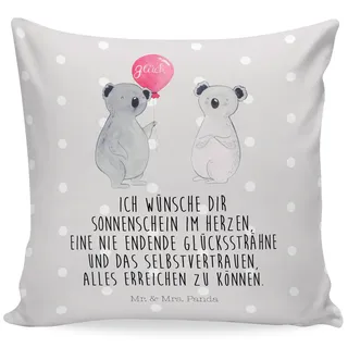 Mr. & Mrs. Panda 40x40 Kissen Koala Luftballon - Geschenk, Kissenhülle, Kopfkissen, Koalabär, Party, Motivkissen, Geburtstag, Sofakissen, Dekokissen