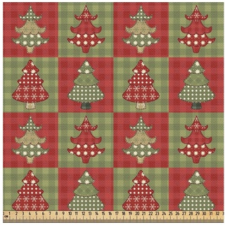 Abakuhaus Stoff Qualitäts Stoff Polster für Wohnaccessoires, Weihnachten Noel Trees Quilt grün|rot 145 cm x 1000 cm