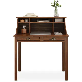 IDIMEX Sekretär Marlene mit 2 Schubladen und mit 6 Fächern, Kastanie Farben - praktischer Schreibtisch mit Stauraum aus Massivholz, Landhausstil