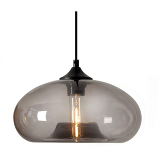 HJXDtech Bunt Glas Lampenschirm Hängelampe, Industrie Vintage Pendelleuchte E27 Loft Bar Deckenleuchte Einfache Leuchte Für Küche Schlafzimmer Wohnzimmer (Grau)