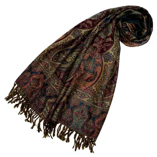 Lorenzo Cana Pashmina Damenschal Schaltuch aus weicher Wolle Paisleymuster bunt mehrfarbig 70 cm x 190 cm Wollschal Wolltuch Stola Umschlagtuch 78197 - 70 cm x 180 cm