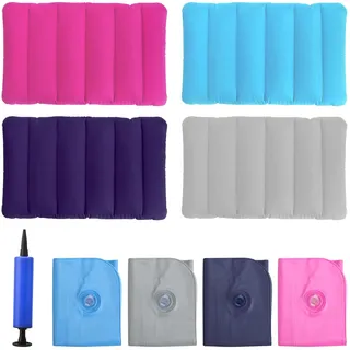 ZMDMAH 4 Stück Aufblasbares Kissen mit Pumpe Sitzkissen Luftkissen Reisekissen Camping Strandkissen Geeignet für Camping, Reisen, Strand, Outdoor 47 × 30cm