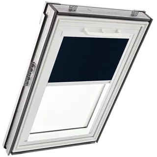 Original Roto Verdunkelungsrollo ZRV - Nahezu vollständige Verdunkelung - Führungsschiene Weiß - Für Dachfenster der Baureihe Q - Größe 094/118 | 09/11 - Stofffarbe Blau