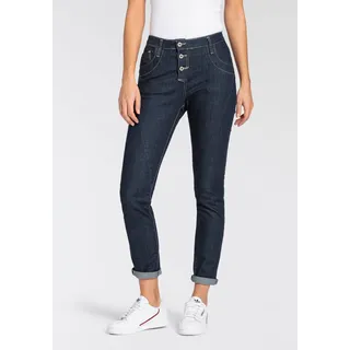 5-Pocket-Jeans PLEASE JEANS Gr. XS (34), N-Gr, blau (dk blau) Damen Jeans Röhrenjeans Sichtbare Knopfleiste