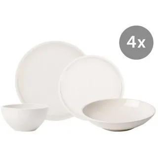 Villeroy & Boch Frühstücksteller Set Artesano Speiseteller, Frühstücksteller, Pasta, Bowl 16-tlg., 16-teiliges Frühstücksset, Geschirrset, für 4 Personen, Ø27cm, weiß weiß