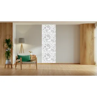 Queence Wandsticker QUEENCE "Einhorn in Blumenwiese", weiß, B:90cm H:250cm, Vinyl, Wandtattoos, DIY-Wandsticker zum Bemalen