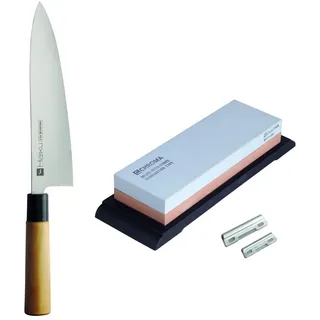 Chroma Haiku Messerset: Kochmesser + XL-Kombi-Schleifstein + Schleifhilfen