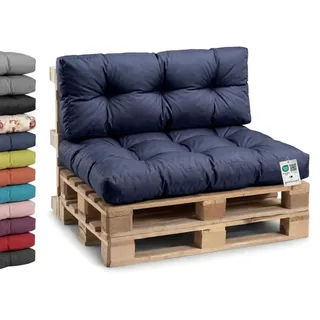 Gutekissen® Palettenkissen Wetterfest, Gartensofakissen, viele Farben und Größen PPI (Eckkissen 60x40, Marineblau-wasserfestes)