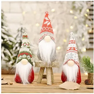 FOUORTUNATE-BEE Weihnachtsfigur 3 Stück Weihnachtswichtel Figuren Weihnachtsmann Gnom (Wichtel Weihnachten Deko Weihnachtsfiguren Klein Weihnachtszwerg, 3 St., Skandinavischer Handmade Plüschfiguren für Weihnachtsdeko Innen)