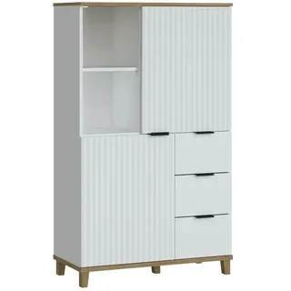 Highboard  Plissee ¦ weiß ¦ Maße (cm): B: 85 H: 141 T: 40.0