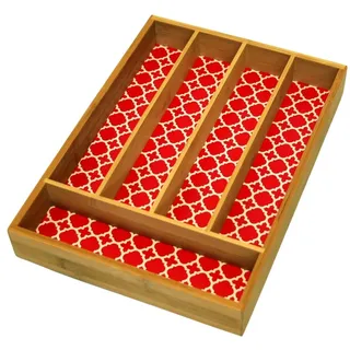 sesua Besteckkasten Besteckeinsatz aus Bambus Holz 35 x 25 x 5 cm rot