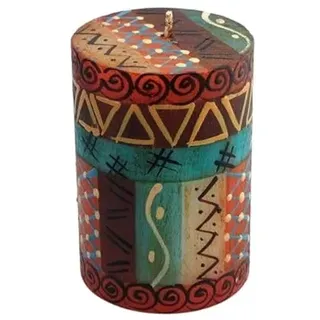 Nobunto Kerzen - Makini - Fair Trade Kunstkerze aus Südafrika - Handbemalte Geschenkkerze - Afrikanische Kerzensets - Bunte Stabkerzen - Weihnachten - Ostern (Einzelkerze 6,5x10cm)