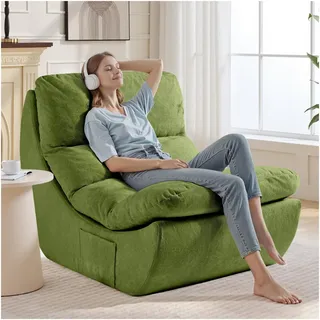 NOFFA Sitzsack Knochenloser Lounge Stuhl, Lesestühle, Bean Bag Stuhl, Memory Foam 1-Sitz Sofa, Lazy Sofa, Liege Couch zum Lesen, Wohnzimmer & Schlafzimmer Schlaf, Keine Montage erforderlich, Grün