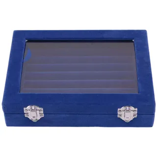 Aufbewahrungsbox für Schmuck Samt Box, Schmuckdisplay Box Jewelry Display Organizer Tray Holder Case Ring Ringkasten Schmuckkasten 7 Fächer Schmuckkästchen Ringe Ohrringe Manschettenknöpfe [Blau]