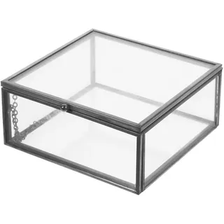 Schmuckkästchen aus Glas mit Deckel, Schwarze Aufbewahrungsbox für Schmuck