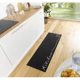 HANSE HOME Küchenläufer Kitchen Herz«, rechteckig, 5 mm Höhe, Läufer, Rutschfest, Küchenteppich, Küche, Teppich, Pflegeleicht schwarz