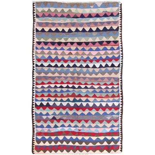 Nain Trading Orientteppich Kelim Fars Antik 149x246 Handgewebter Orientteppich / Perserteppich, rechteckig, Höhe: 5 mm beige|blau|grau|lila