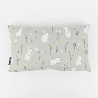 SCHÖNER LEBEN. Dekokissen Kissenhülle Cute Rabbit Garden Hasen mintgrün in versch. Größen bunt|grün rechteckig | 60 cm x 80 cm