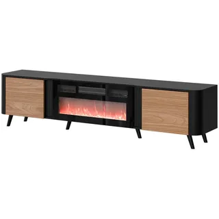 Mirjan24 Volare TV-Lowboard 200x49 cm Schwarz/Nussbaum Holzwerkstoff