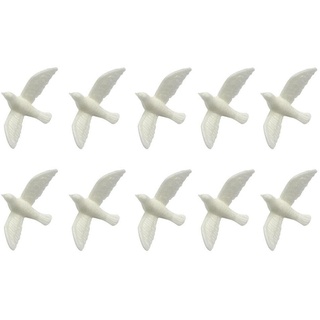 VICASKY 10 Stück Kleine Weiße Taube Modell Miniatur Tier Figuren Fee Zubehör Tier Dekoration Miniatur Vogel Figur Miniatur Blumen Weihnachten Vogel