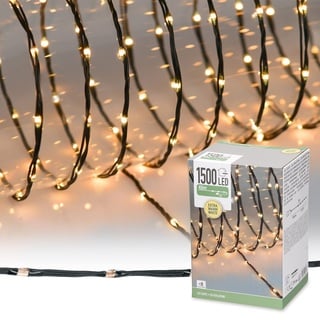 ECD Germany LED Micro Cluster Lichterkette 45m 1500 LEDs Extra Warmweiß, 8 Funktionen, Strombetrieb, IP44 Wasserdicht Innen/Außen, Weihnachtsbeleuchtung Weihnachten Weihnachtsbaum Clusterlichterkette