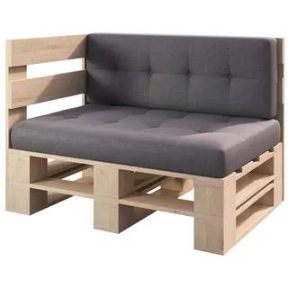sunnypillow Palettenmöbel Gartenmöbel Set aus Holz, Eckbank 120x60, H:30cm | Europaletten Möbel, Sofa für Balkon Terrasse Garten