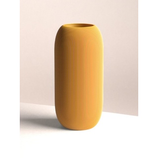 Dennismaass. Dekovase PILLE, Vase, H 20cm, 3D-Druck, wundervolle Rillen-Optik, Kunststoff 3D-Druck gelb