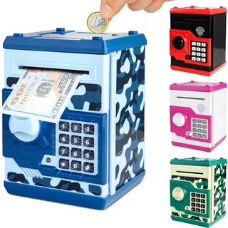 Elektronische Spardose Mit Geldautomat Für Kinder Ab 3 Jahren, Weihnachtsgeschenk Für Jungen, Zahlenschloss-tresor Für Münzen Und Scheine (blau)