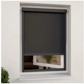 Rollo Außenrollo ohne Bohren (Grau, Blickdicht) für Fenster von CLIP & SHADE, CLIP & SHADE 80 cm