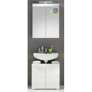 Furnhaus Badmöbel-Set Badezimmer-Set Amanda, weiß Hochglanz, 2-teilig, (2-St) weiß
