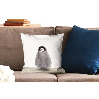 MuchoWow Dekokissen Kinder - Pinguin - Grau - Tiere - Mädchen - Jungen, Kissenbezug, Sofakissen, Dekokissenbezug ohne Füllung, 45x45 cm bunt 45 cm x 15 cm x 45 cm