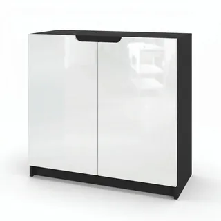 Vladon Kommode 82 x 78 x 37 cm Schwarz matt / Weiß Hochglanz