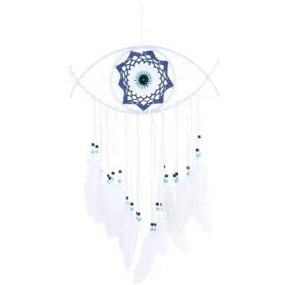 Traumfänger Blaue Augen Handgemachter Dreamcatcher mit Federn Böser Blick Nazar Boncuk Evil Eye Dreamcatcher Wandbehang Ornament für Wohnzimmer Schlafzimmer Dekoration Geschenk