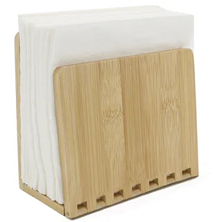 Bambus-Holz Serviettenhalter - Praktischer Serviettenspender für Tisch & Küche - Restaurant & Bar Dekoration und Zubehör (Natürliche)