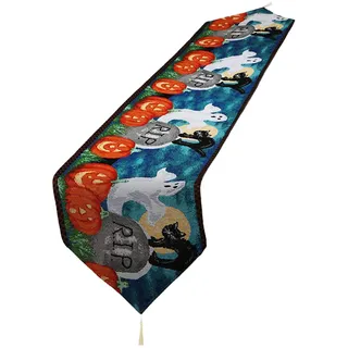 Halloween-tischdecke Aus Baumwolle Und Leinen Zur Tischdekoration, 33 X 180 Cm