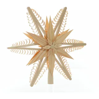 Rudolphs Schatzkiste Baumschmuck Christbaumspitze Mitte mit 2 Sterne(Beidseitig) BxHxT=32x32x5cm NEU Weihnachten Christbaum Baum Spitze Holzschmuck Holz Seiffen Erzgebirge Dekoration