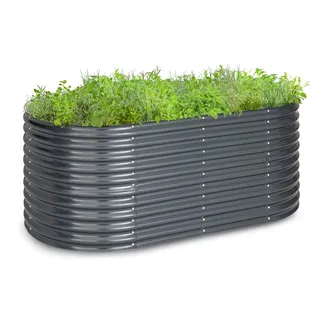 blumfeldt Hochbeet, Großes Kräuterbeet Einfacher Aufbau, Garten & Balkon, Freistehendes Gemüsebeet für Blumen, Obst & Gemüse, aus Metall, Gartenbeet 200 x 80 x 100 cm, Grau