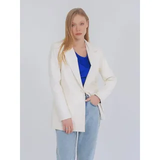 Freshlions Lederimitat-Blazer Kunstleder Blazer 'CINTIA' Creme L Ohne L