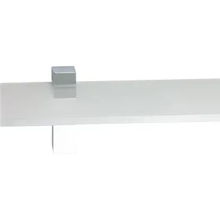 ib style Wandregal Glasregal 8mm eckig weiß 60 x 20 cm + Clip Quadro Verchromt, ESG-Sicherheitsglas silberfarben
