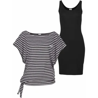 Jerseykleid KANGAROOS Gr. 48/50 (XL), N-Gr, schwarz-weiß (schwarz, grau, weiß, gestreift) Damen Kleider Strandkleider für einen sommerlichen Kombi-Look