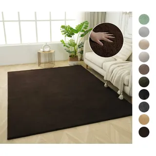OTTO home Teppich Cali, in Standard- und Premium-Qualität, 13 mm oder 16 mm Höhe, rechteckig, Uni-Farben, kuschelig, & weich, waschbar, Wohnzimmer, Schlafzimmer braun 180 cm x 230 cm