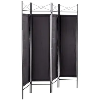 Prestige Home Living Indoor 4tlg. Paravent Raumteiler, ca. 180 x 163 cm - Schwarz
