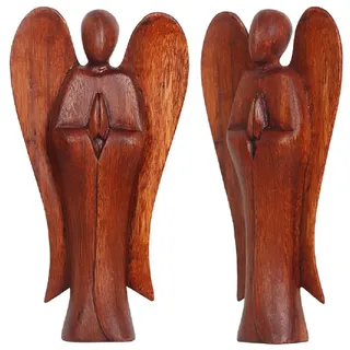 WORU Engelfigur Engel Figur aus Soar Holz handgeschnitzt Bali Deko 5 bis 25 cm 25 cm