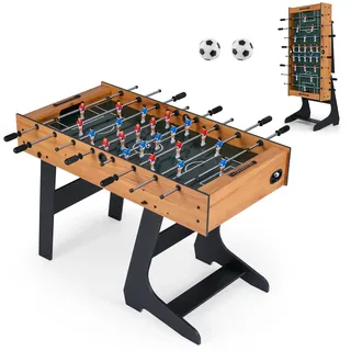 Fantask Tischkicker klappbar, Kickertisch inkl. 18 Kicker und 2 Bällen, Spieltisch für Erwachsene und Kinder, Tischfußball für Spielzimmer, Bar... - Braun