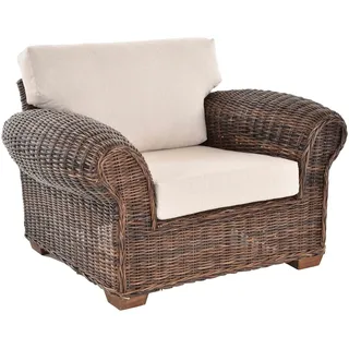 Wohnzimmersessel Chester Lounge Rattansessel Natur Rattan Sessel (Braun Natur)