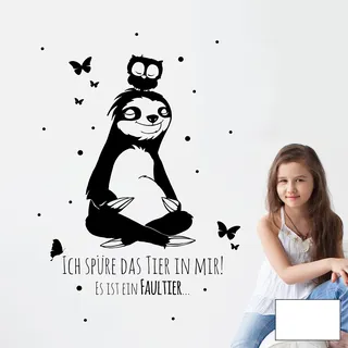 Wandtattoo Wandbild Wandaufkleber Aufkleber Faultier Eule das Tier in mir M2048 - ausgewählte Farbe: *weiß* ausgewählte Größe: *M - 56cm breit x 56cm hoch*