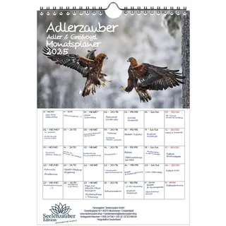 Seelenzauber Wandkalender Adlerzauber Adler Greifvögel Wand- Planer Kalender für 2025 DIN A4 weiß